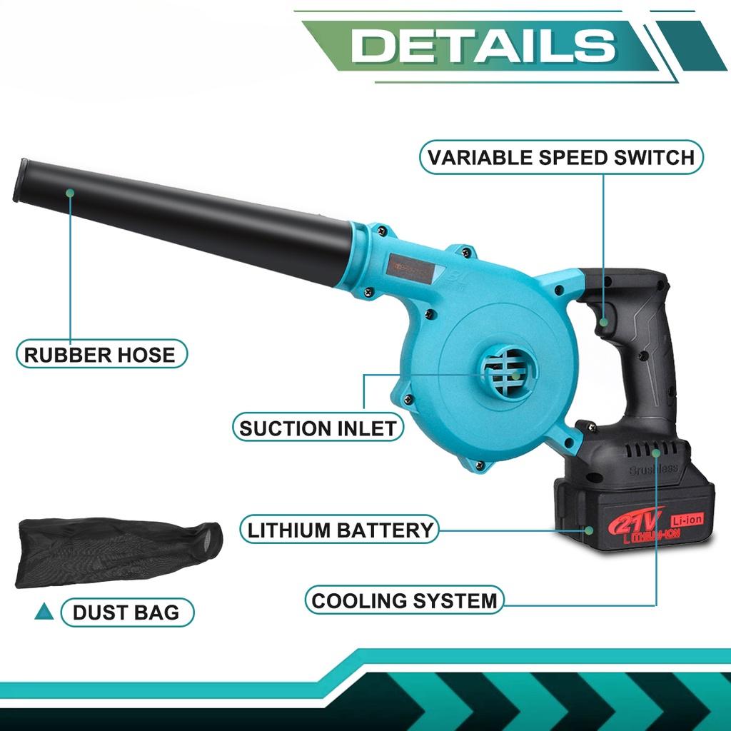 21V 2 In 1 Brushless Cordless Blower Vacuum Clean Air Blower Dust Blowing Dust Computer Collector 3000W For 18V Battery