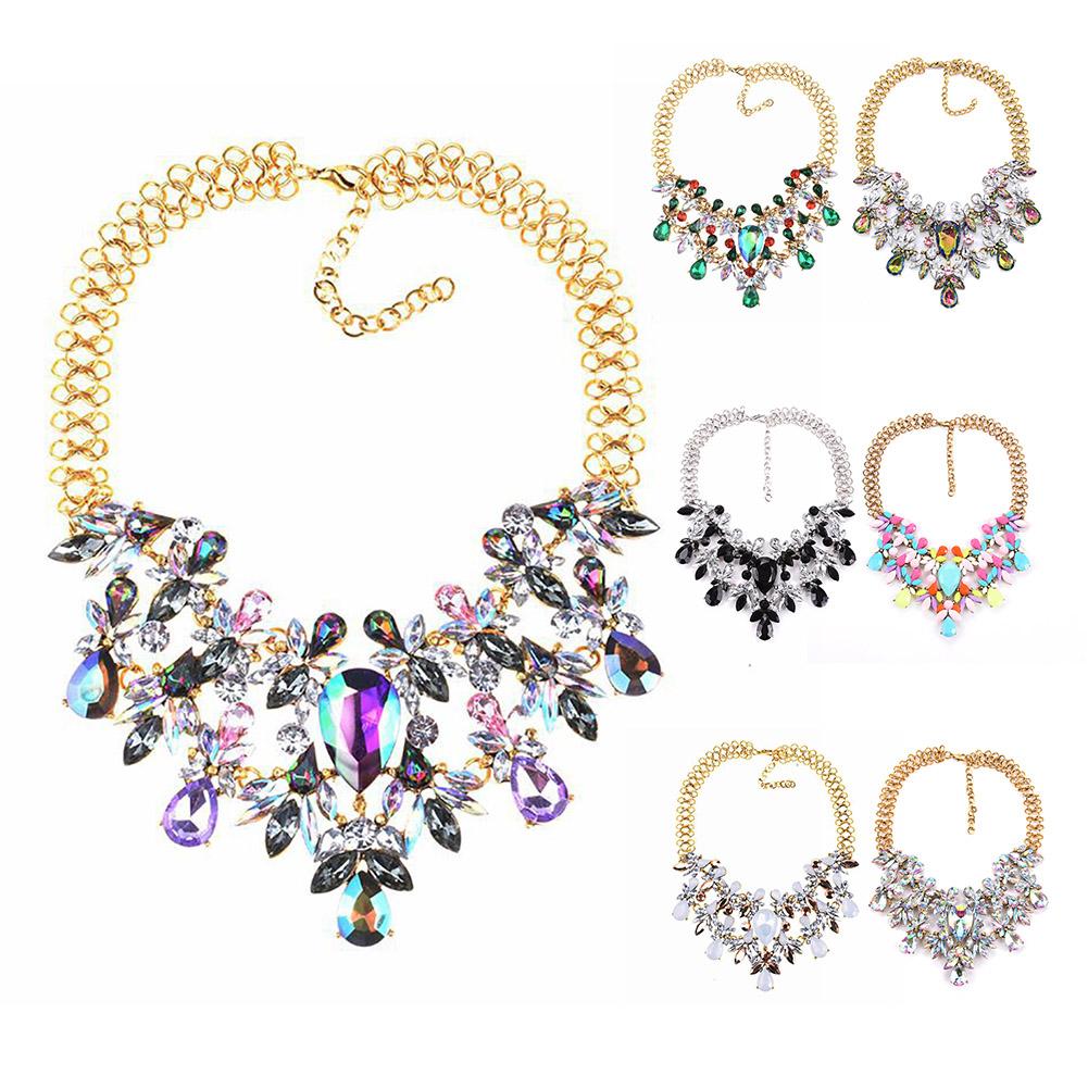 

Модное многоцветное ожерелье в форме цветка со стразами из сплава ключицы, ювелирный подарок Green