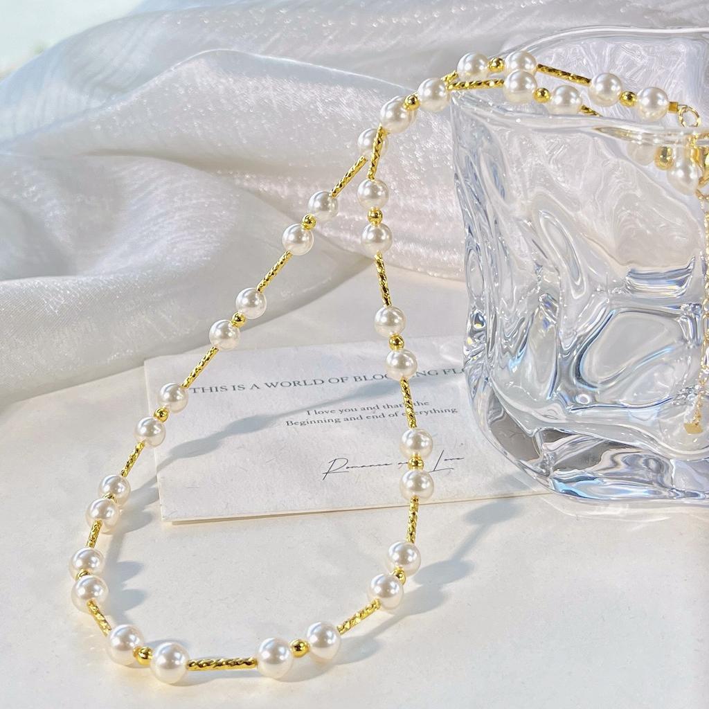 High Gloss High Quality Artificial Crystal Pearl Necklace Clavicle Chain