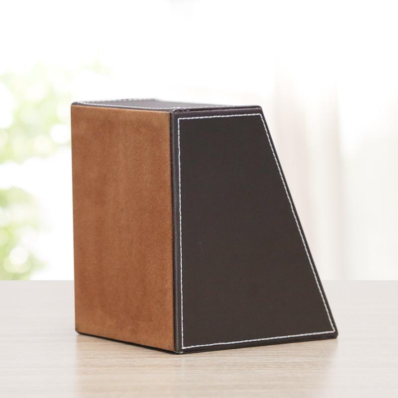 Business Leather Multi-Functional Desktop Organizer - Small Three-Grid Stationery Box for Hotel or Office Use