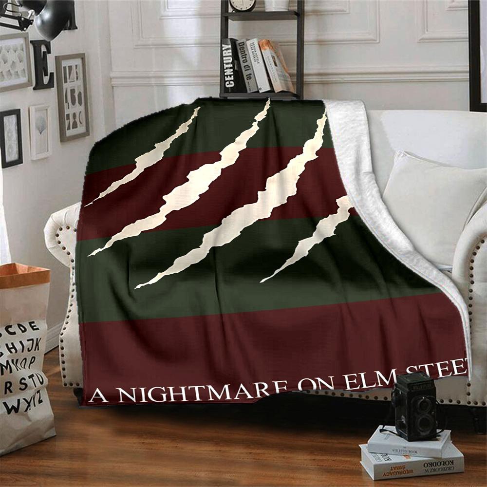 1pc A Nightmare on Elm Street Flannel Throw Blanket - HD Printed Lightweight Soft Warm All-Season Blanket for Sofa, Bed, Travel, Camping 074