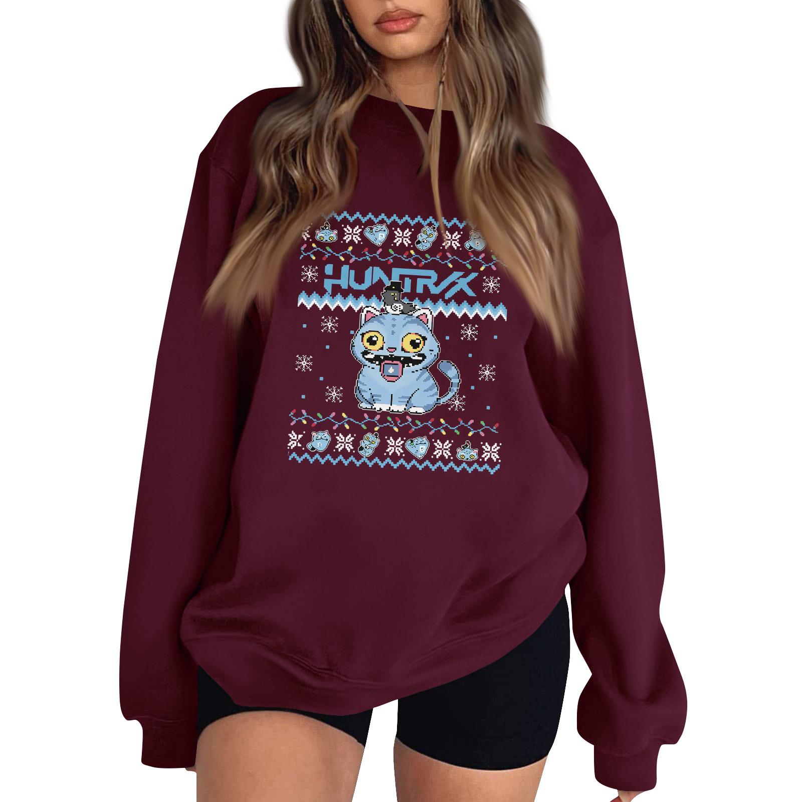 

Women s Fashion Long-Sleeve Pullover Sweatshirt With Fun Movie-Themed Print XL винный