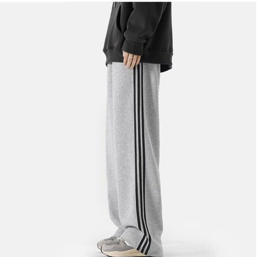 Men's High Waist Striped Sweatpants: Fashionable, Wide-Leg, Elastic, for Spring/Autumn, Perfect for Students.