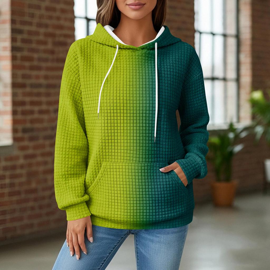 Women's Knit Hoodie - Long Sleeve Pullover with Pocket, Casual Loose-Fit Sweatshirt for Daily Wear/Outdoor