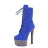 15Cm suede short boots model catwalk shoes women's runway sexy high heels pole dance boots