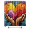 Vibrant Heart in Hands Shower Curtain - Abstract Love Art Design for a Waterproof and Unique Bathroom Décor Set