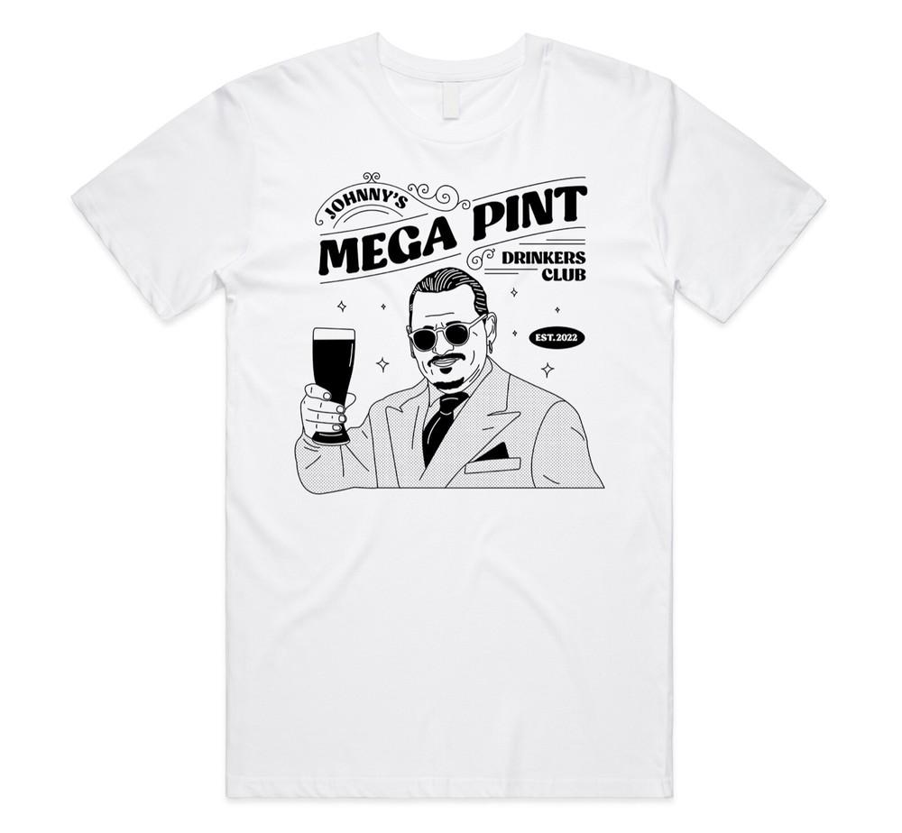 

Johnny Depp Mega Pint Drinkers Club T-shirt Tee Funny Retro Gift Court 2XL