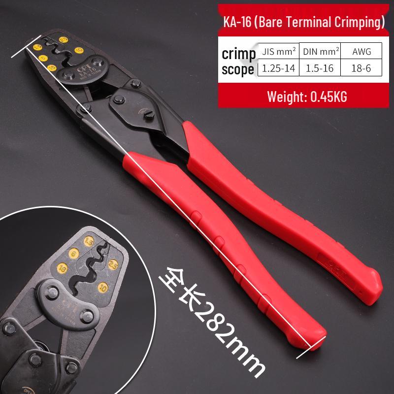 Multi-functional Crimping and Wire Stripper Pliers with Cold Crimp Terminals and PT Insulated Insert Terminal.