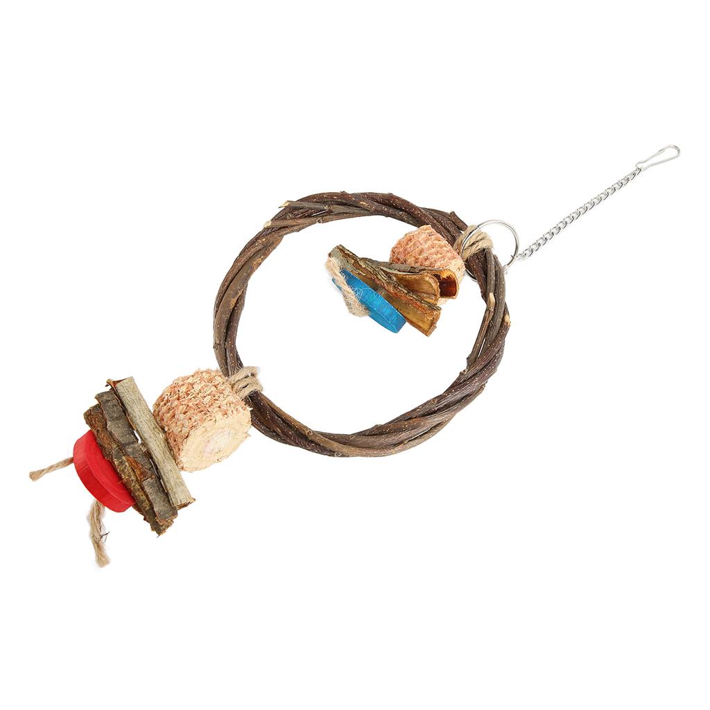 Wooden Bird Swing Perch Branch Woven   Colorful Food Colou    Hanging Swing Toy for   Pet Bird