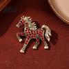 Funky Horse Brooch Retro Rhinestone Inlaid Pin Zodiac Year Animal