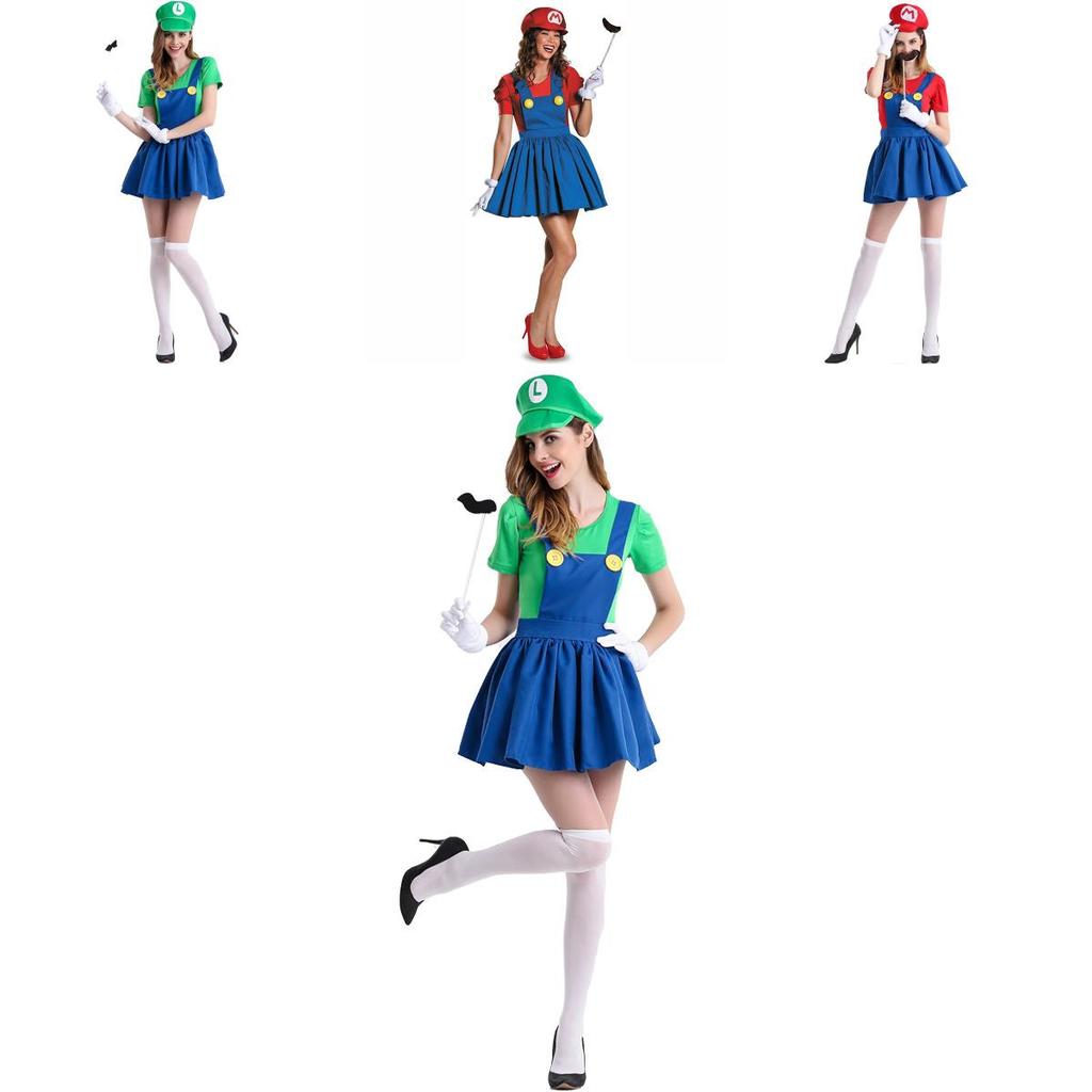 Women's Super Mario Bros Luigi Costume With Breathable Spandex And Exquisite Workmanship