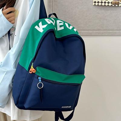 School Bag Small Fresh Autumn New Backpack Women's Fashion Contrasting Color Letters Popular School Bag Large Capacity Computer Backpack