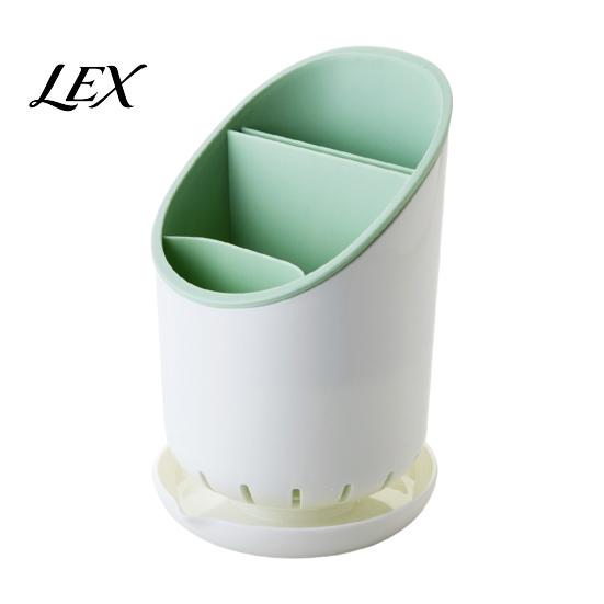Split Cutlery Storage Box Multi-compartment Draining Chopstick Holder, Plastic Utensil Organizer with Drain Hollow Bottom Drainer Tray, Compact Large