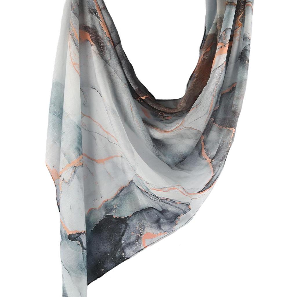 "Ethnic Watercolor Modal Cotton Shawl Satin Print Scarf for Women"
