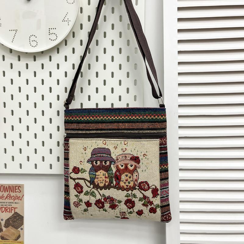 Ethnic Embroidered Cotton Mini Shoulder Bag With Multiple Compartments For Casual Outfits