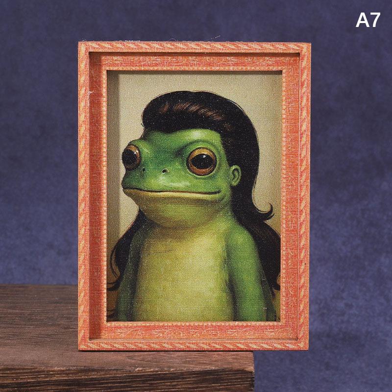 

Funny Frog Fridge Magnets Wood Mini Decor With Charming Frog Home Decor Gift Holiday Present Picture Frame Refrigerator Magnet A7