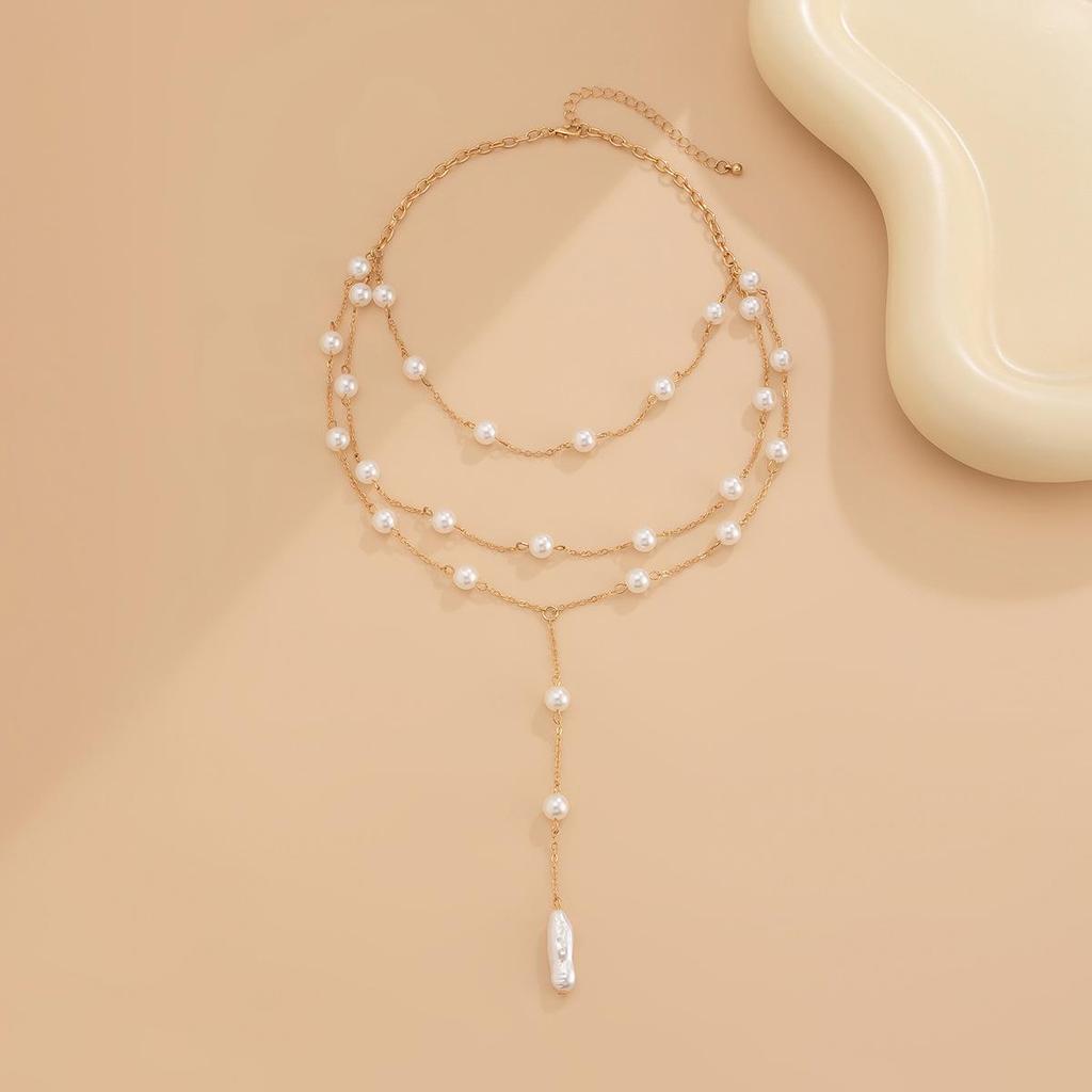 European-American Pearl Y-Tassel Necklace: Multi-Layer Fashion Jewelry for Women