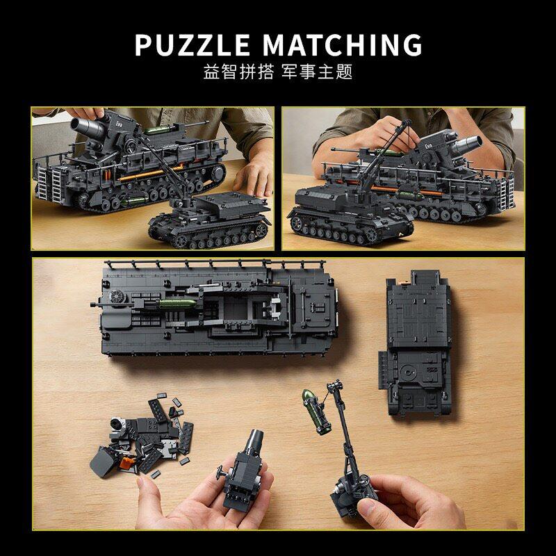 4706pcs Military Assembly Building Blocks Karl Gerat Large Cannon Ammunition Truck NO.97026 Model Educational Toy Gift for Boys