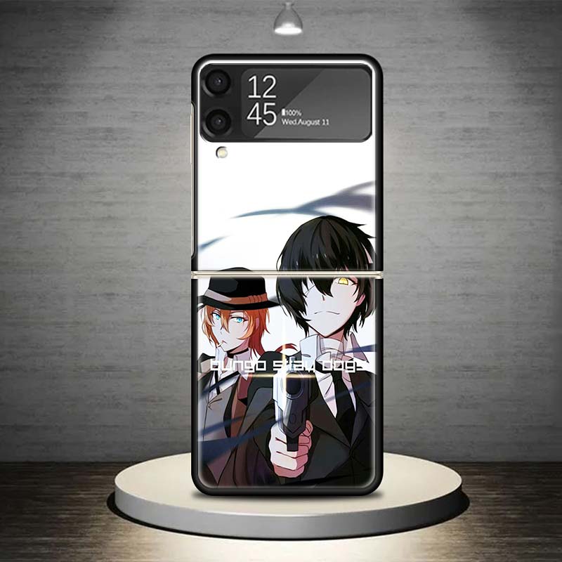 Bungo Stray Dogs Double Black Phone Case For Samsung Galaxy Z Flip 7 6 5 4 3 5G Shockproof Cover Z Flip7 Flip6 ZFlip5 Flip3 Flip