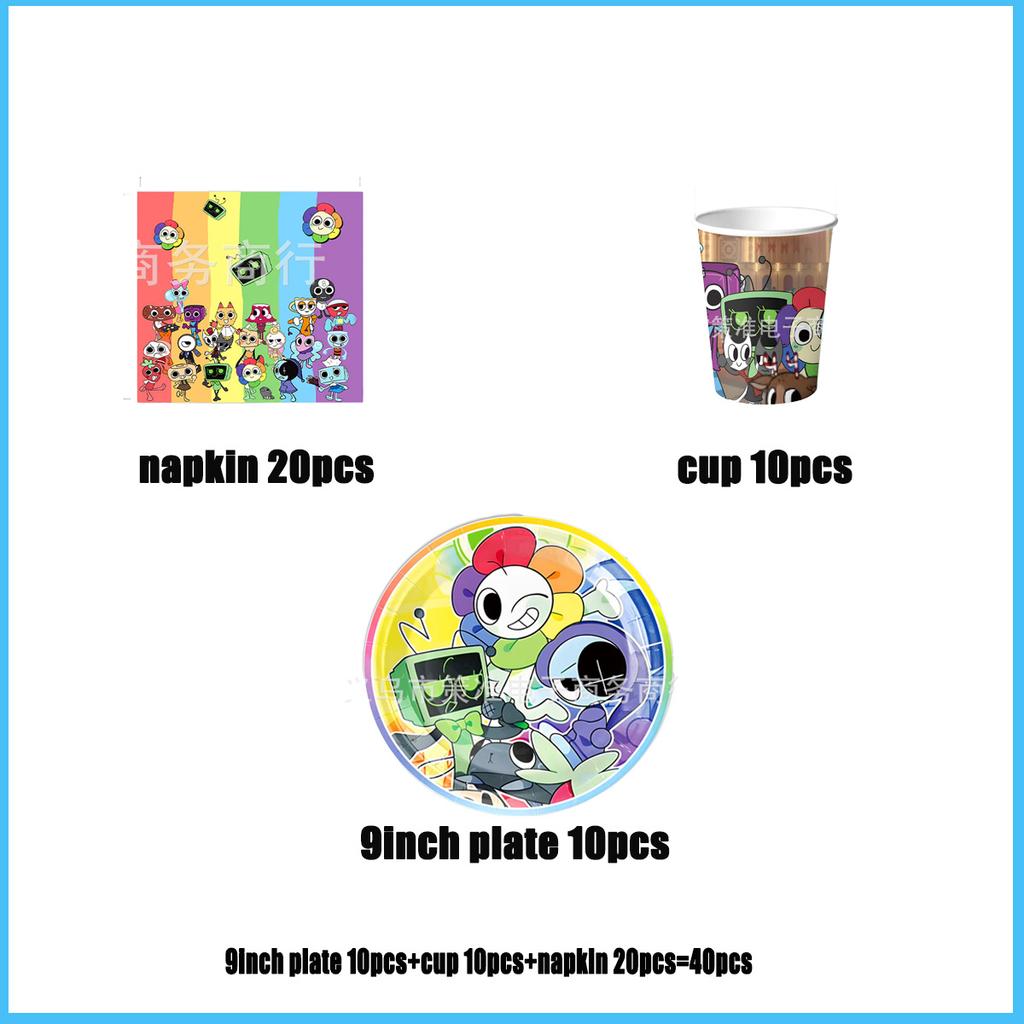 Game DANDYS World Theme Birthday Party Supplies Decoration Disposable Tableware Dandy's DIY Balloon Plate Cup Backdrop Kid Gift