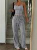 Summer Casual Vacation Camisole Sport Long Pants Set Women Summer Wear
