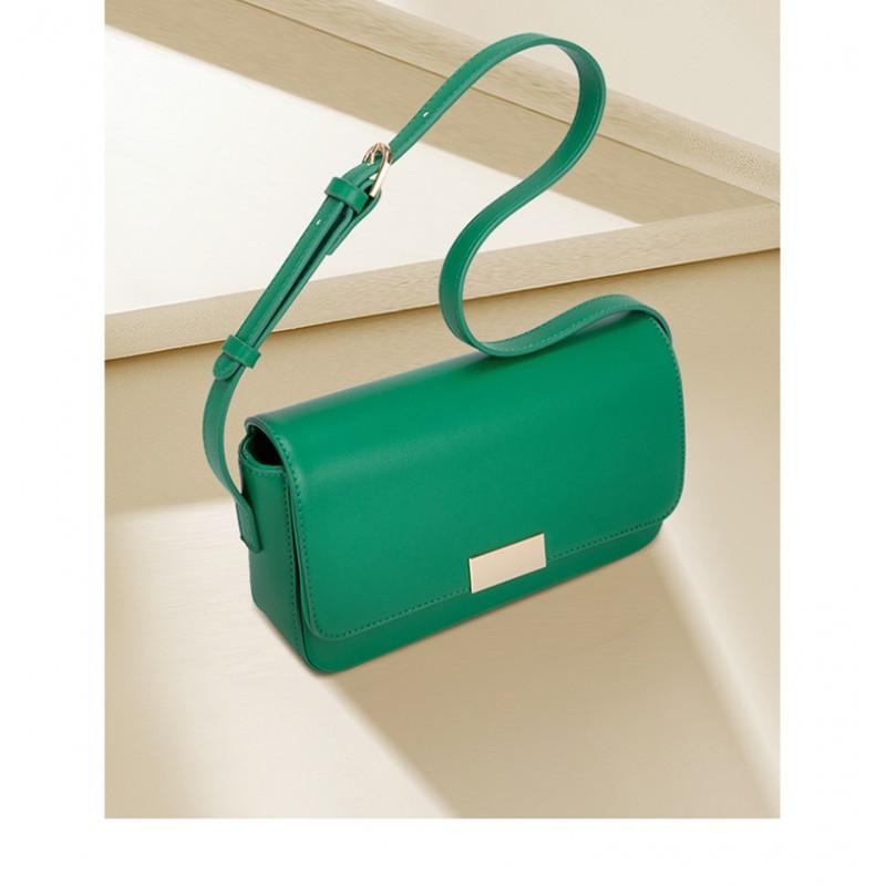 

European Station Bag Women 2025 New Trendy Niche High-end Simple One-shoulder Underarm Cross-body Small Square зелёный