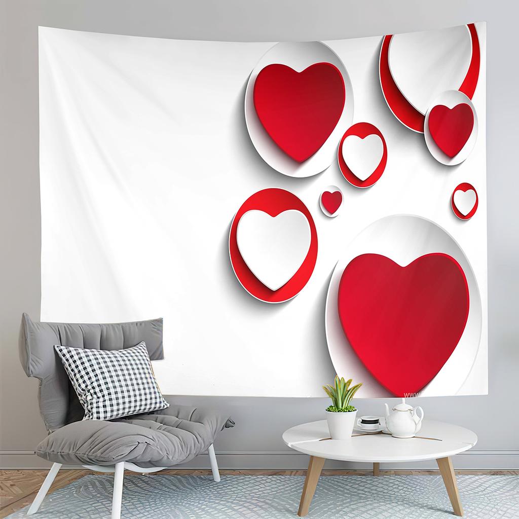 Happy Valentines Day Tapestry Red Rose and Love Heart Tapestry Art Decor Wall Hanging Home Living Room Bedroom Dorm Tapestries