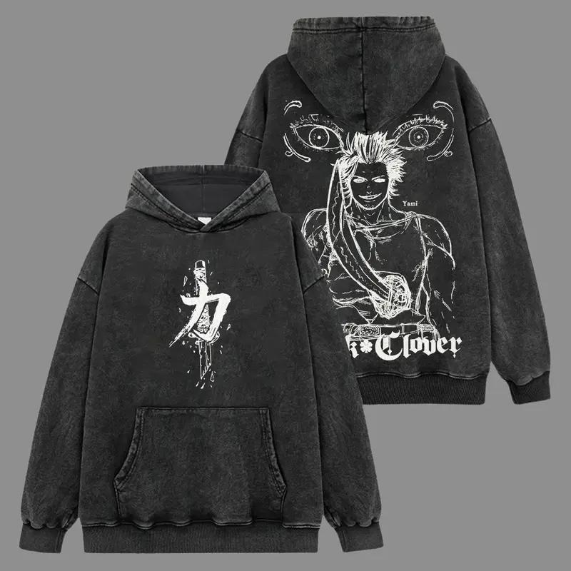 

Манга Black Clover Ями Сукэхиро Принтованные Худи с капюшоном Мужские Женские Хлопковые Худи с эффектом стирки Ретро Уличная одежда Харадзюку Оверсайз Толстовка XXL чёрный