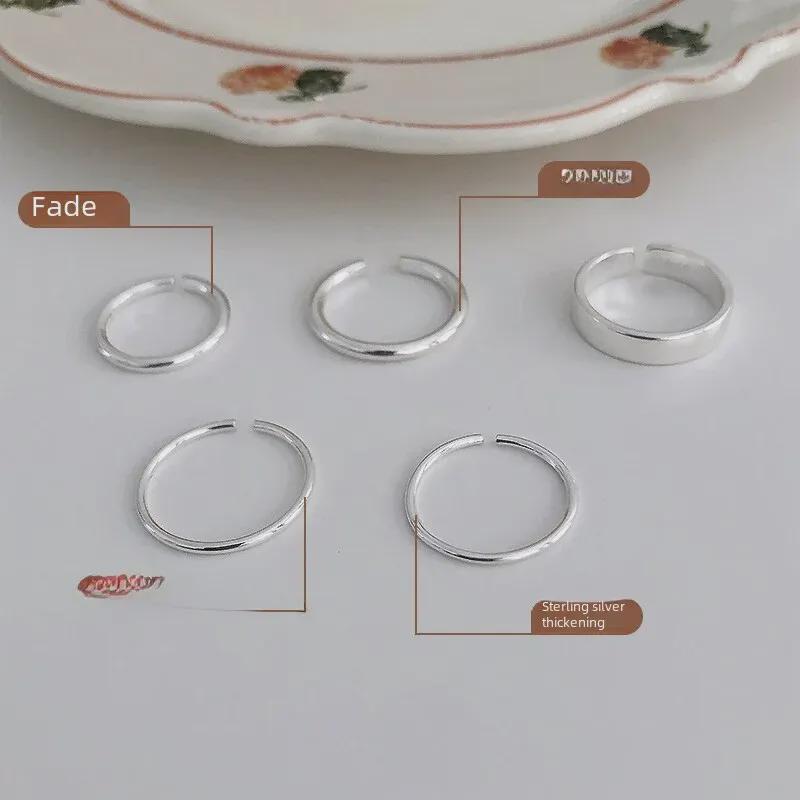 Bague Ouverte Minimaliste en Argent 925: Élégant, Résistant à la décoloration, Style japonais et coréen pour femmes