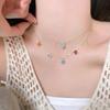 PONYKISS  Sterling Silver Colorful Zircon Clover Flower Pendant Chain Necklaces for Women Fine  Cute Plant Accessories
