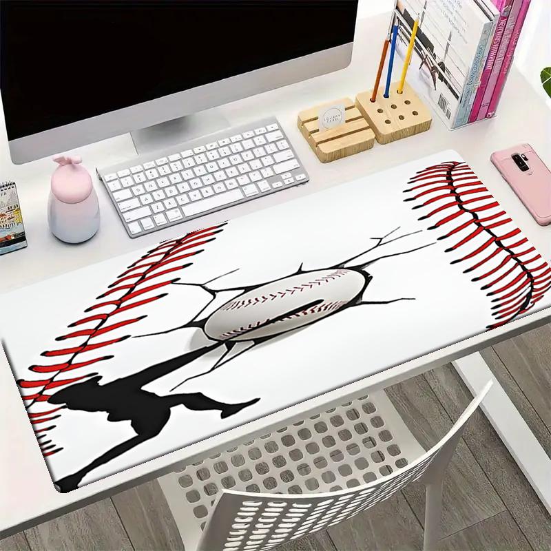 Baseball Theme Mouse Pad, Non Slip Rubber Base, Multifunctional Office & Home Decor, Perfect for Workspace Personalization.
