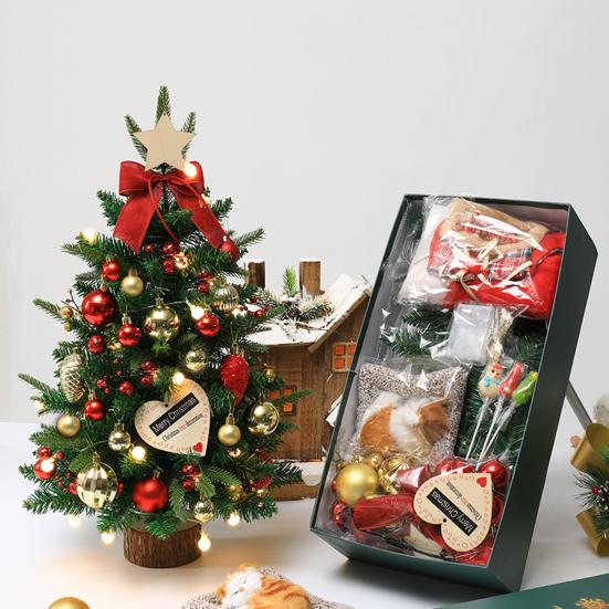 Mini-Weihnachtsbaum mit LED-Lichtern, hängende Ornamente, DIY-Desktop-Weihnachtsbaumdekoration, batteriebetriebener künstlicher Weihnachtsbaum