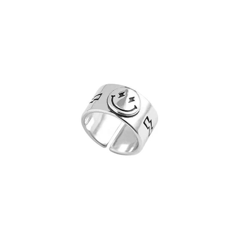 Cute Women Men Simple Design Rings Vintage Owl Frog Smiling Ring For Woman Girl Ancient Silver Color Retro Punk Jewelry Gift