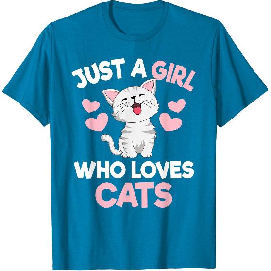 Just A Girl Who Loves Cats Cute Cat Lover Girls Kids T-Shirt