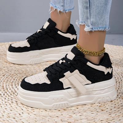 SYTK  Womens Platform Shoes Casual Non Slip Chunky Sneakers Female Lace Up Walking Skateboard Shoes Zapatillas De Deporte