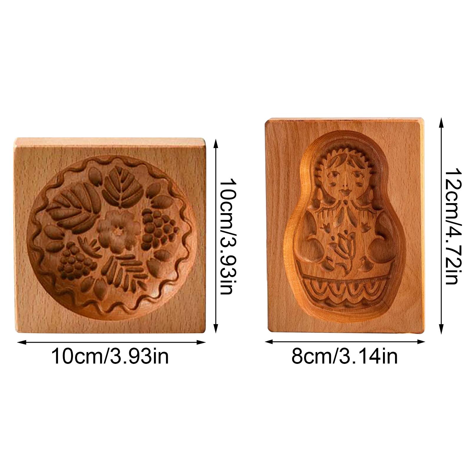 

Wooden Cookie Cutter Baking Mold Carved Biscuit Cutter Embossing Mold Cookie Presses Stamps Gingerbread Cookie Mold for Type 4