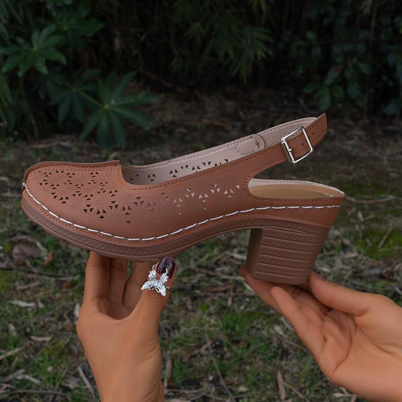 

Женская обувь, Широкие и пухлые ноги, Летняя обувь для мам, Перфорированные босоножки, Босоножки с мягкой подошвой, Пляжная обувь 36 коричневый