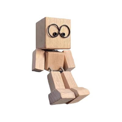 Handmade Wooden Doll Swinging Figurine, Handmade Wooden Carving Car Decor Ornament - Auto Accessories Sculpture Home Living Room Bedroom Apartment