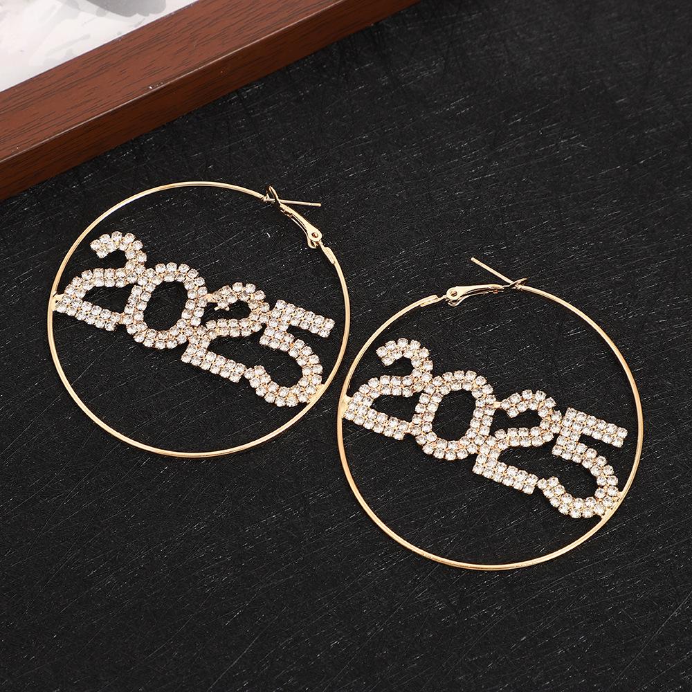 2025 Digital Shining Rhinestone Bohemian Hoop Earrings for Women