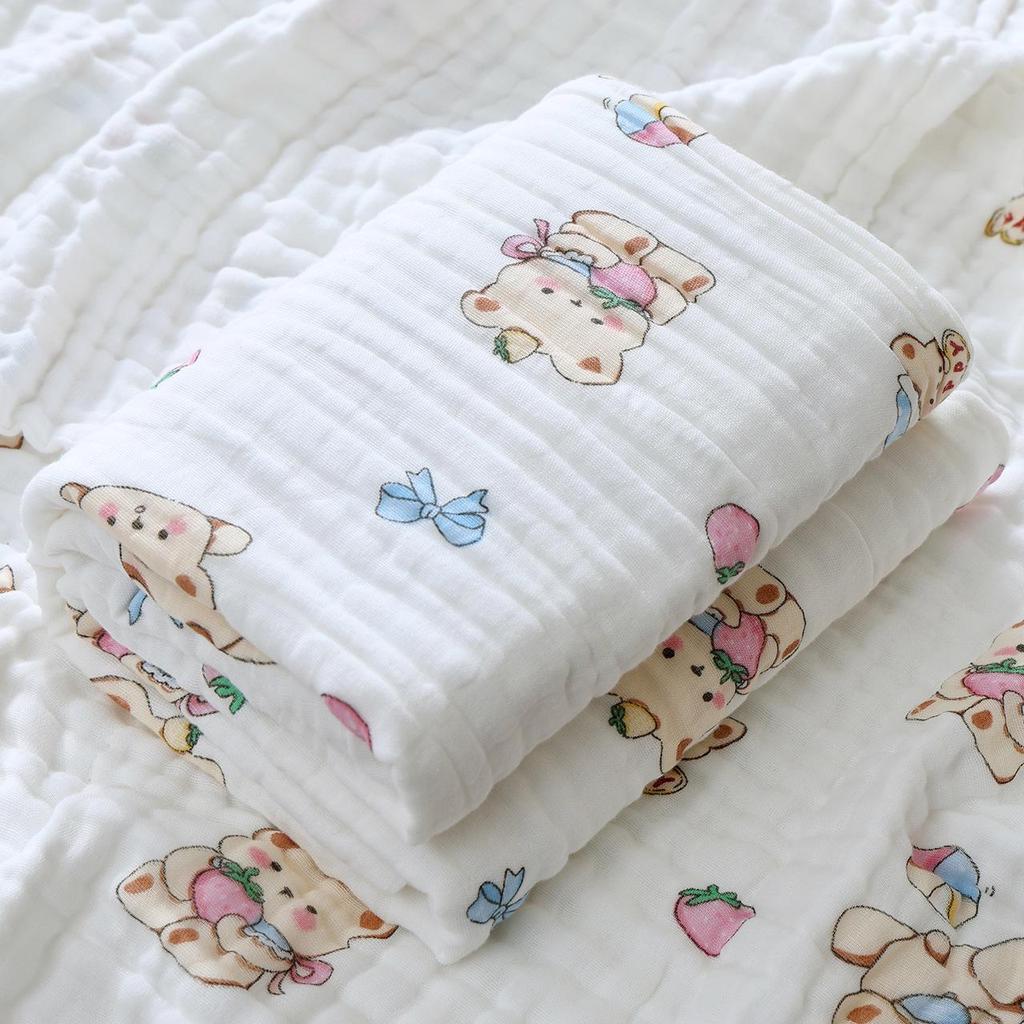 High-Density Six-Layer Pure Cotton Baby Bath Towel and Swaddling Blanket for Newborns and Children
