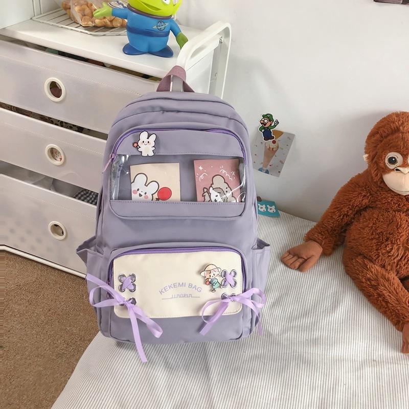 Backpack Female Primary School Students Simple Large Capacity Campus Backpack Nylon Junior High School Bag