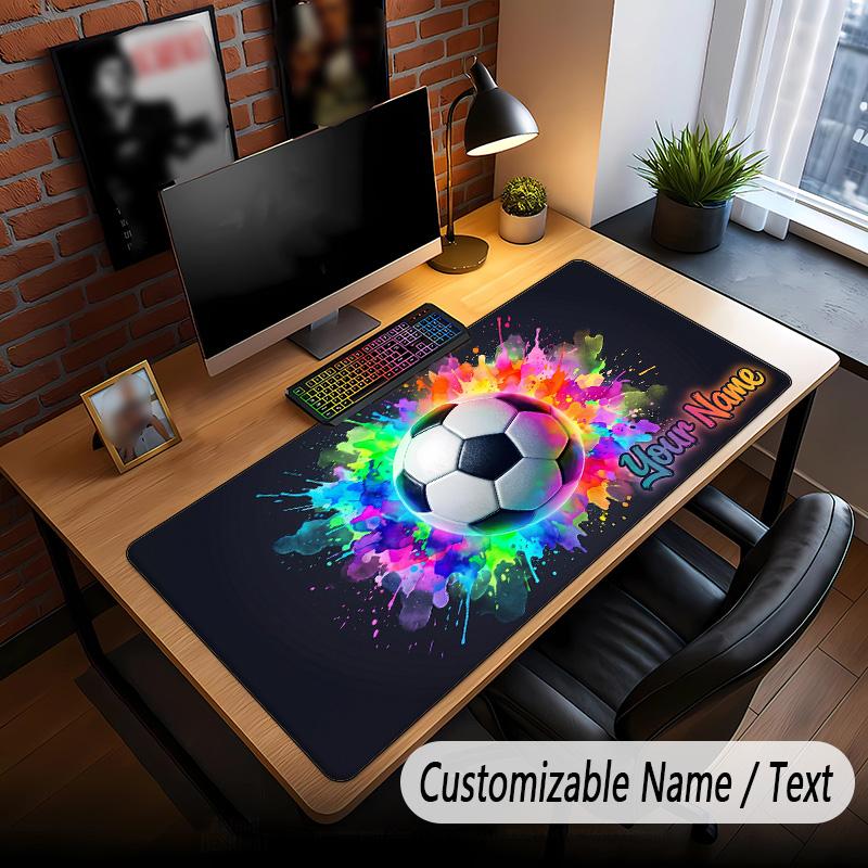 Soccer Theme Custom Mouse Pad Personalized With Name Text Customized Desk Mat For Office Home Decor