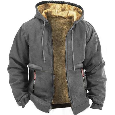 Sweat-shirt à capuche à manches longues pour homme, couleur unie, fermeture éclair, pull d'hiver, grande taille, décontracté