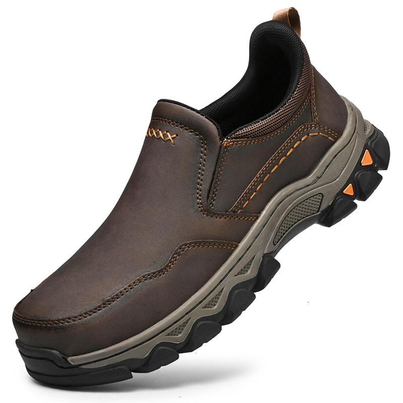 Plus Size Men's Leather Slip-On Loafers - Casual Outdoor Wear