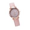 Women Casual Watch Rhinestone Round Dial Faux Leather Strap Ladies Business Formal Dress Quartz Wristwatch Fashion Jewelry Accessory Birthday Gift