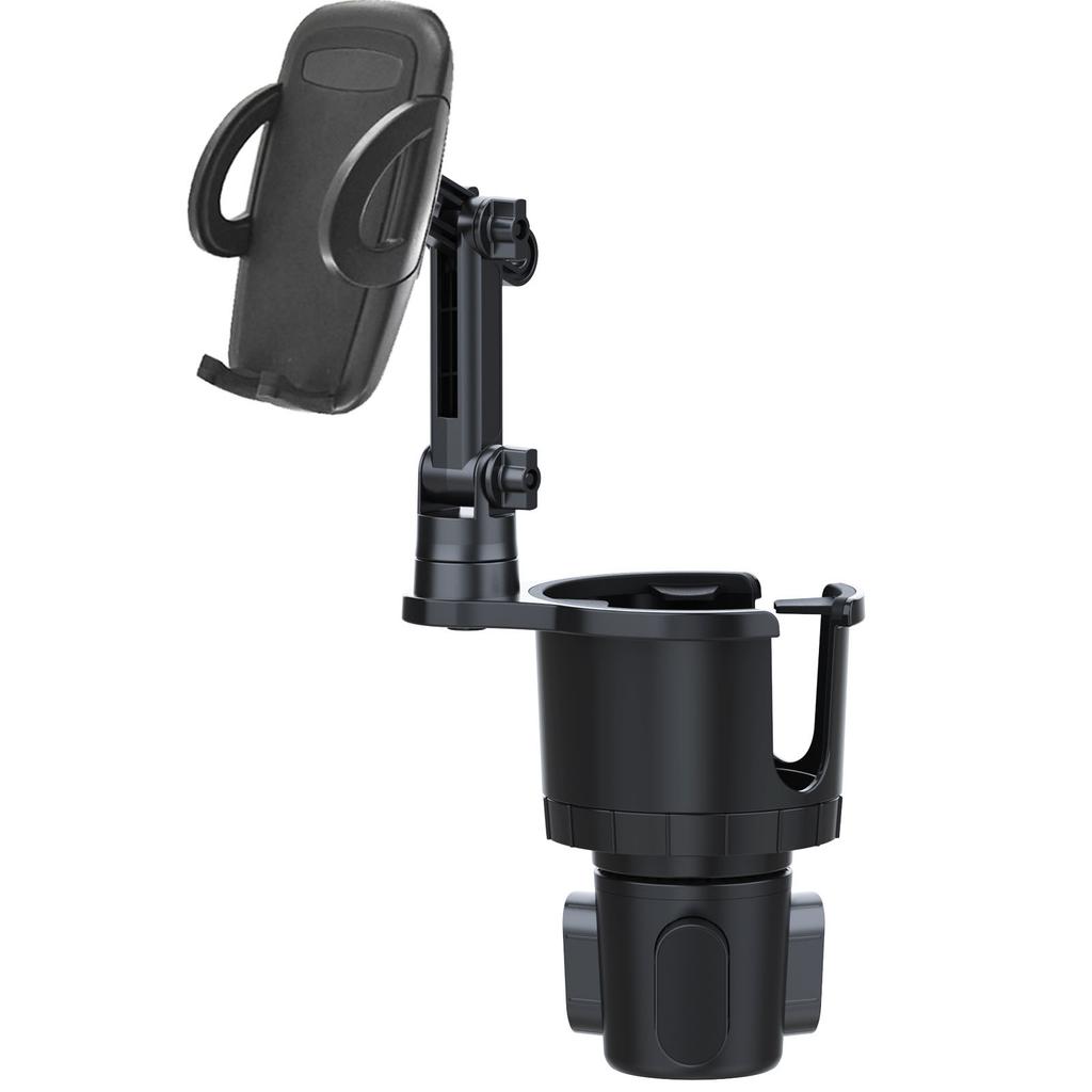 Cup Phone Holder for Car, 2 in 1 Height-Adjustable Dual Cell Phone Holders Car Cupholder Mount, Fit Large Bottle & All Cellphone