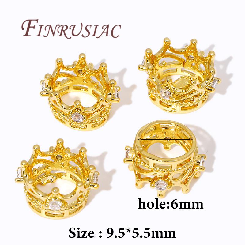 Fashion Crown Beads 18K Gold Plated Big Hole Beads For Bracelets,Separators For Beads,DIY Jewlery Making Supplies Accessories