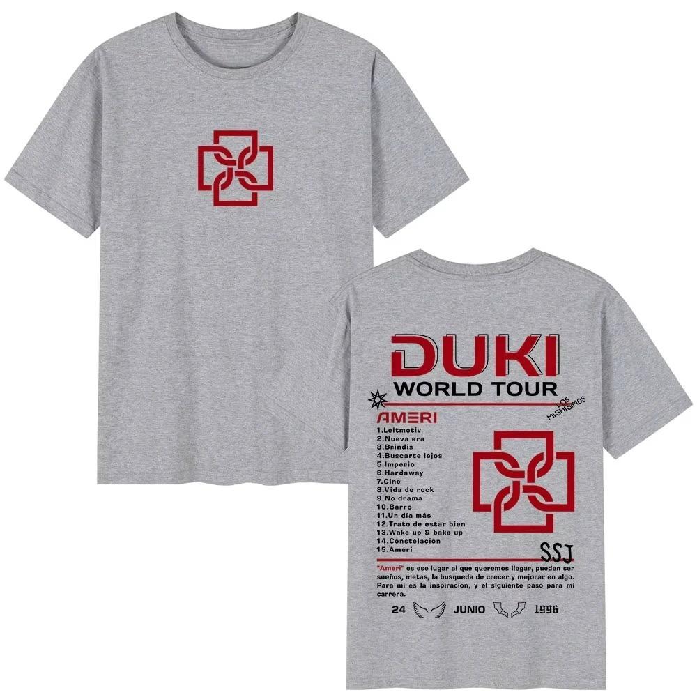 

Unisex Women Fashion Hip Hop Vintage T-shirts Rapper Duki Ameri World Tour 2026 T Shirts Cotton Casual Loose Short Sleeve T-shirts S