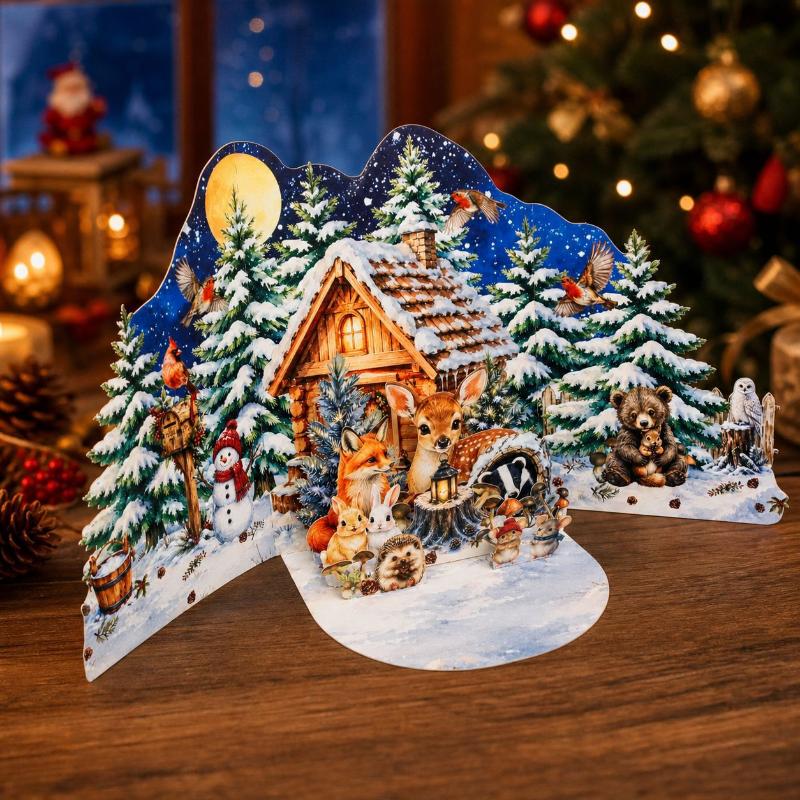 Weihnachts 3D Aufklappkarten Weihnachtsbaum Weihnachtsmann Schneemann Thema Kreatives Urlaubsgeschenk Partygeschenke Dekorationen Heim Schreibtisch Ornamente