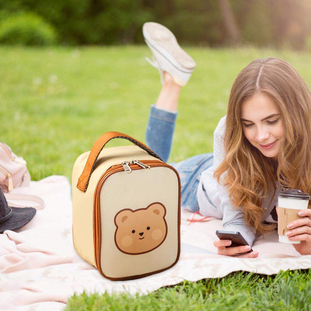 Nerezová krabička na oběd Bento Box Roztomilý medvěd Nepropustná nádoba na jídlo Tepelný pohár pro venkovní kancelář na teplé nebo studené jídlo